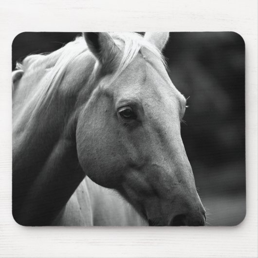 Schwarz Weiß Pferd Mousepad (Vorne)
