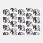 Schwarz-Weiß-Pferd-Paar in Wasserfarbe Geschenkpapier Set (Vorderseite)