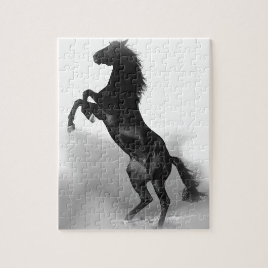Schwarz Weiß Pferd Puzzle (Vertikal)