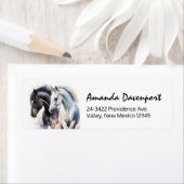 Schwarz-Weiß-Pferde in Wasserfarbe (Insitu)