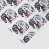 Schwarz-Weiß-Pferde in Wasserfarbe Seidenpapier (Ausschnitt)