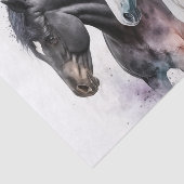 Schwarz-Weiß-Pferde in Wasserfarbe Seidenpapier (Ausschnitt)