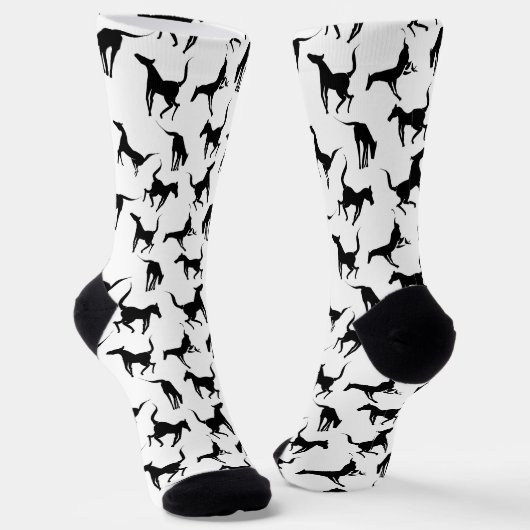 Schwarz-Weiß-Pferdemuster Socken (Gewinkelt)