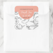 Schwarz-Weiß-Pfirsichstempel Quadratischer Aufkleber (Tasche)