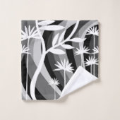 Schwarz-Weiß-Pflanze Badhandtuch Set (Waschlappen)