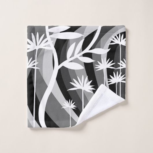 Schwarz-Weiß-Pflanze Badhandtuch Set (Waschlappen)