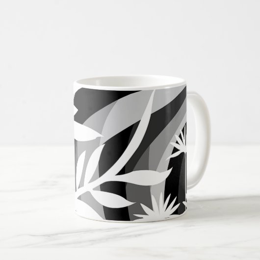 Schwarz-Weiß-Pflanze Kaffeetasse (VorderseiteRechts)