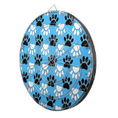 Schwarz-Weiß-Pfoten auf blauem Hintergrund Dartscheibe (Vorderseite rechts)