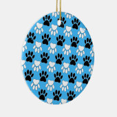 Schwarz-Weiß-Pfoten auf blauem Hintergrund Keramikornament (Rechts)