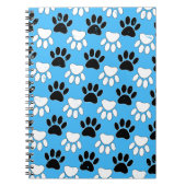 Schwarz-Weiß-Pfoten auf blauem Hintergrund Notizblock (Vorderseite)