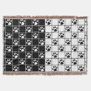 Schwarz Weiß Pfoten Krallen Karodesign Decke