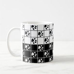 Schwarz Weiß Pfoten Krallen Karodesign Kaffeetasse