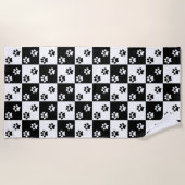 Schwarz-Weiß-Pfoten mit Schachbrettmuster Strandtu Strandtuch (Vorderseite)