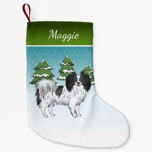 Schwarz-Weiß-Phalène Happy Dog Winterwald Kleiner Weihnachtsstrumpf