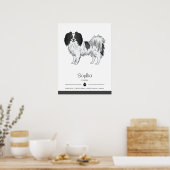 Schwarz-Weiß-Phalène-Hund mit eigenem Namen Poster (Küche)