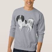 Schwarz-Weiß-Phalène-Kunst für Hunde aus Phalène Sweatshirt (Vorderseite)