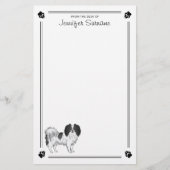 Schwarz-Weiß-Phalène mit Pfoten und Text Briefpapier (Vorderseite)