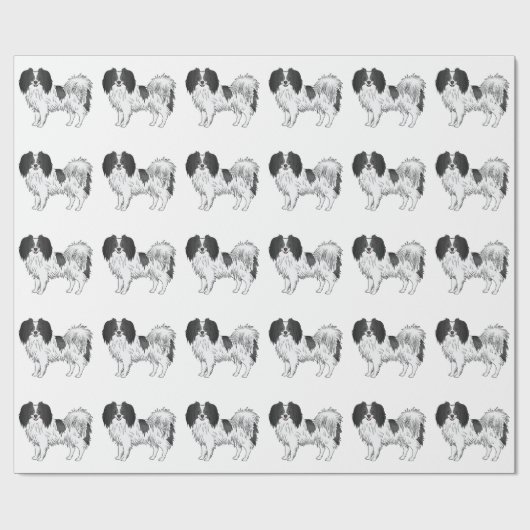 Schwarz-Weiß-Phalène-Toy-Rasse-Muster Geschenkpapier (Flach)