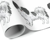 Schwarz-Weiß-Phalène-Toy-Rasse-Muster Geschenkpapier (Rolleneckpunkt)