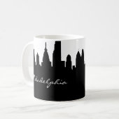 Schwarz & Weiß Philadelphia City Skyline Kaffeetasse (Vorderseite Links)