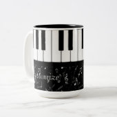 Schwarz-Weiß-Piano-Musik 2 Zweifarbige Tasse (Vorderseite Links)