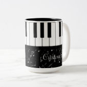 Schwarz-Weiß-Piano-Musik 2 Zweifarbige Tasse (VorderseiteRechts)