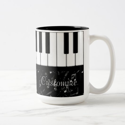 Schwarz-Weiß-Piano-Musik 2 Zweifarbige Tasse (Rechts)