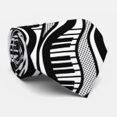 Schwarz-weiß Piano Polka Music Krawatte (Gerollt)