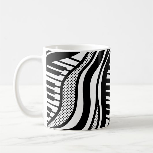 Schwarz-weiß Piano Polka Waves Musical Kaffeetasse (Links)