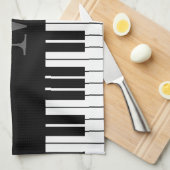 Schwarz-Weiß-Piano-Tasten, monogramm Küchentuch (Viertel Falte)
