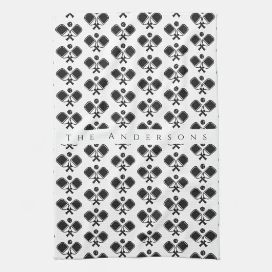 Schwarz/Weiß | Pickleball Paddles Geschirrtuch (Vertikal)