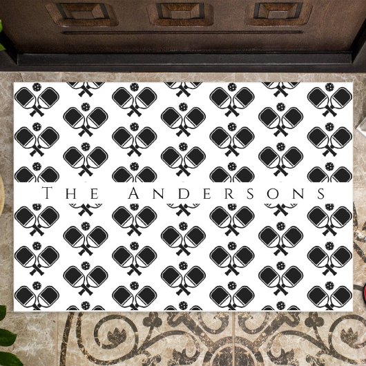 Schwarz/Weiß | Pickleballs & Paddles Fußmatte