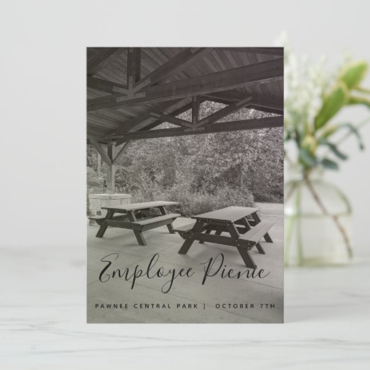Schwarz-Weiß-Picknick Einladung (Stehend Vorderseite)