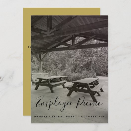 Schwarz-Weiß-Picknick Einladung (Vorne/Hinten)