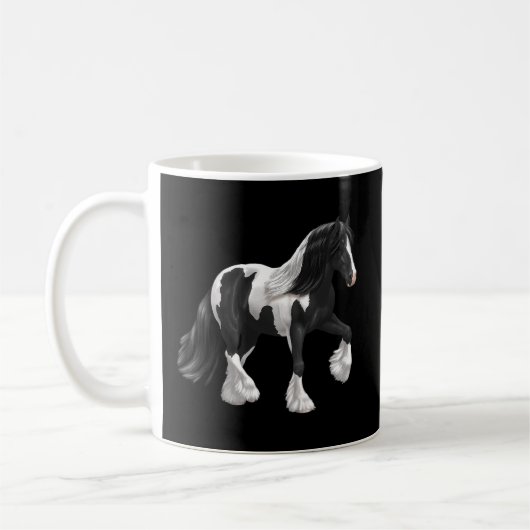 Schwarz-weiß Piebald Pinto Sinti und Roma Vanner E Kaffeetasse (Links)