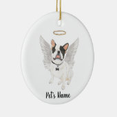 Schwarz-weiß Pied Frenchie Beileid Memorial Keramik Ornament (Rechts)