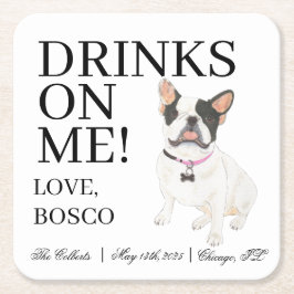 Schwarz-weiß Pied Frenchie French Bulldog Wedding Rechteckiger Pappuntersetzer