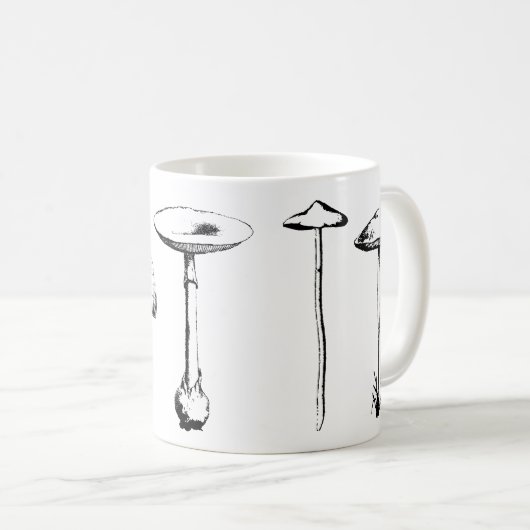 Schwarz-Weiß-Pilz-Tasse Kaffeetasse (VorderseiteRechts)