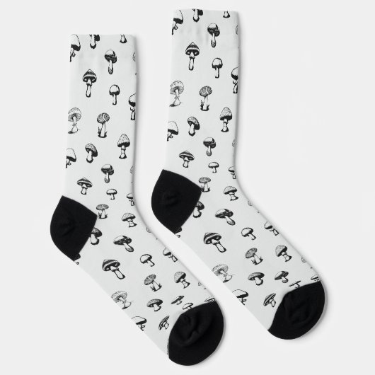 Schwarz-Weiß-Pilze Socken (Rechts)