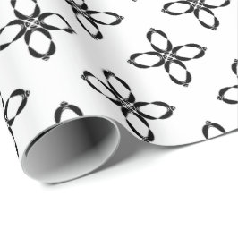 Schwarz-Weiß-Pinguin-Blume Geschenkpapier