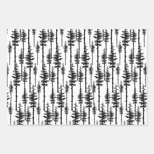 Schwarz-Weiß-Pinienwald Geschenkpapier Set (Vorderseite 2)