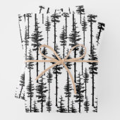 Schwarz-Weiß-Pinienwald Geschenkpapier Set (Beispiel)