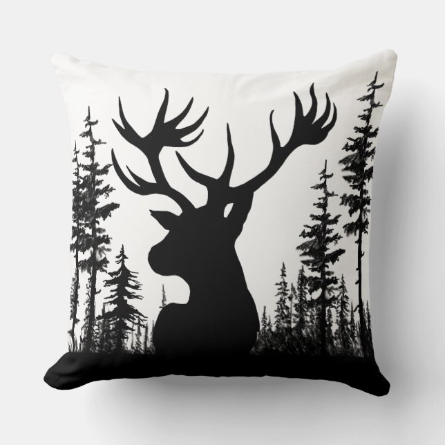 Schwarz-Weiß-Pinienwälder Kopf Kissen (Vorderseite)
