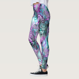 Schwarz-weiß Pink Lila Aqua Türkis Fraktale Leggings