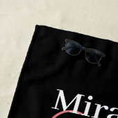 Schwarz-weiß Pink Monogram Script Polka Dot Beach  Strandtuch (Beispiel)