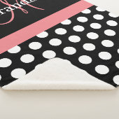Schwarz-weiß Pink Monogram Script Polka Dot Sherpadecke (3/4)