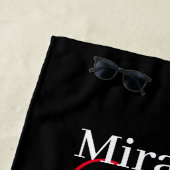 Schwarz-weiß Pink Monogram Script Polka Dot Strandtuch (Beispiel)