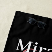 Schwarz-weiß Pink Monogram Script Polka Dot Strandtuch (Beispiel)