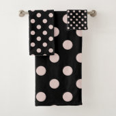 Schwarz-Weiß-Pink-Polka-Dots-Dot Badhandtuch Set (Insitu)