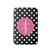Schwarz-weiß-Pink-Polka-Dots-Monogramm Badematte (Vorderseite Vertikal)